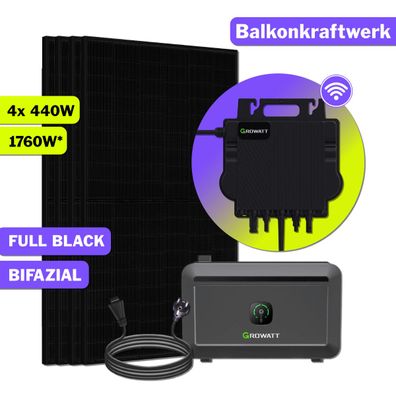 1760W Balkokraftwerk 1x Growatt NOAH2000