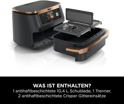 Ninja Foodi FlexDrawer Dual Zone Heißluftfritteuse (AF500EUCP) - Schwarz&Kupfer ??