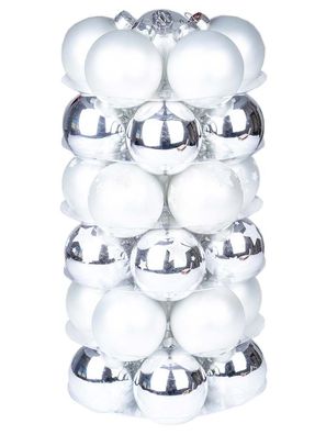Weihnachtskugeln 30 Stk 6cm Frosty Silver