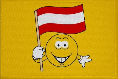 Aufnäher Smily Motiv Nr. 41 Österreich Flagge Patch 9 x 6 cm
