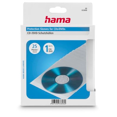 Hama 25x PP Kunststoff Schutz-Hüllen CD-Hüllen Sleeves CD DVD Blu-Ray CD-Tasche