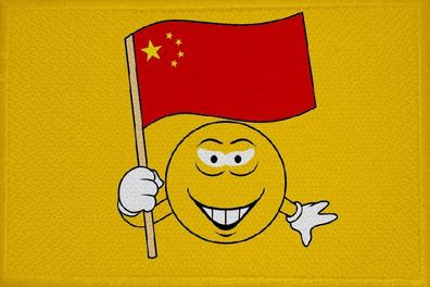 Aufnäher Smily Motiv Nr. 47 China Flagge Patch 9 x 6 cm
