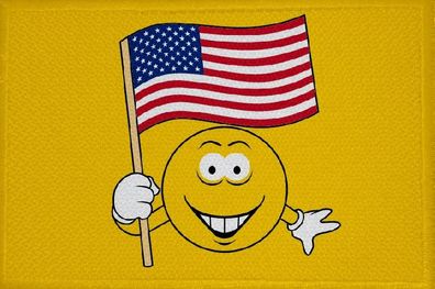 Aufnäher Smily Motiv Nr. 55 USA Flagge Patch 9 x 6 cm