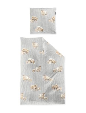 Irisette Biber Bettwäsche Panda 135x200 Schafe Strickmuster silber 8545-11