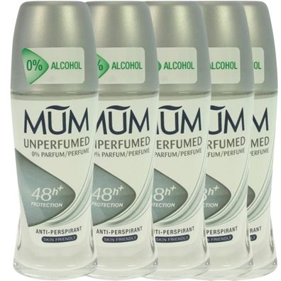 Deo Roll On Damen Frauen MUM ohne Parfum 48h Schutz 5x 50ml SALE (€95,56 / L)