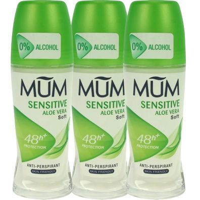 Deo Roll On Damen Deodorant MUM Aloe Vera Sensitiv 48h 3x 50ml (€105,93 / L)