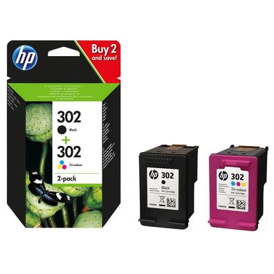 Original Multipack Tintenpatronen HP 302 - X4D37AE Druckerpatronen Schwarz + Farbe