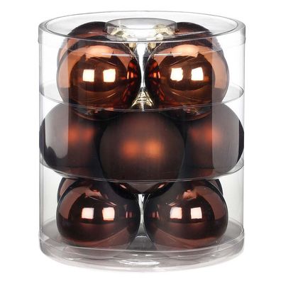 Weihnachtskugeln 12 Stk 8cm Cognac Diamond