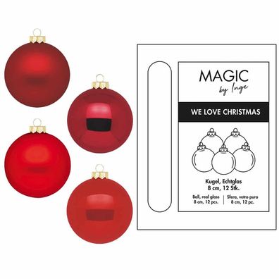 Weihnachtskugeln 12 Stk 8cm Ruby Red