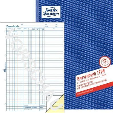 Avery Zweckform 426 Kassenbuch A4 100 Originale m Blaupapier