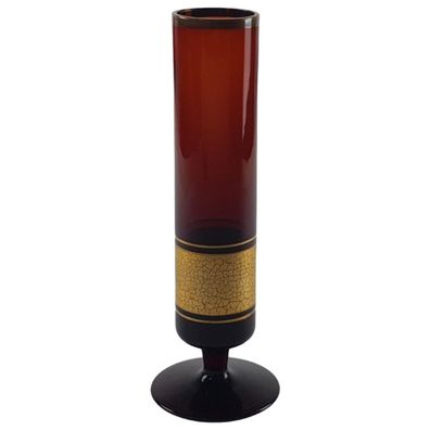 Barthmann Rubinrot Goldbrokat Vase Glasvase H 19,3 cm