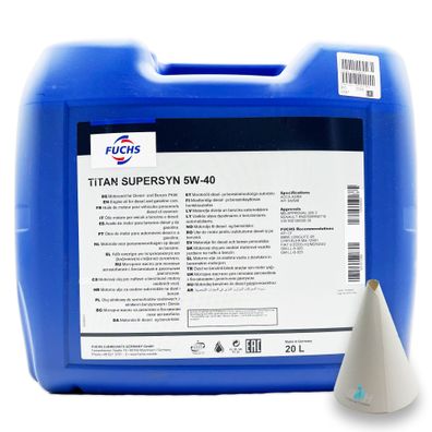 20L Fuchs Titan SuperSyn 5W-40 | VW 502.00/505.00 | MB 229.3 | RN0700/RN0710