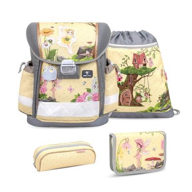 Belmil Classy ergonomisches Schulranzen-Set 4-teilig "Fairy Garden" mit Brustgurt