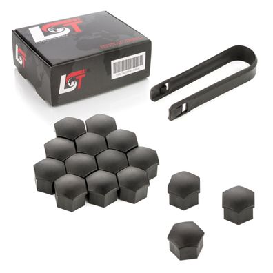 15x Radschrauben Felgen Abdeckkappen Set 17 mm schwarz Matt für SAAB OPEL VOLVO