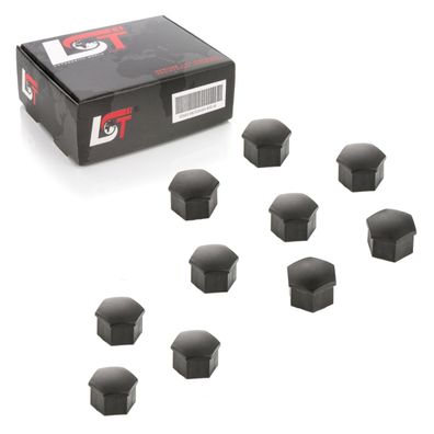 10x Radschrauben Kappen Set 17 mm schwarz für Citroen Peugeot DACIA Renault