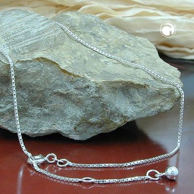 Fußkette Kette 1mm Venzianerkette längenvariabel 23cm 25cm mit 3 Ösen Silber 925 27cm