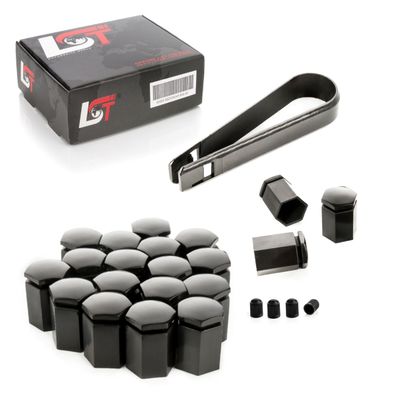 20x Radschraube Kappe 17mm schwarz lang für ALFA ROMEO FIAT LANCIA SUBARU TOYOTA