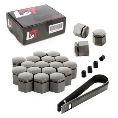 20x Radschrauben Abdeckkappen Set 17 mm grau für SAAB VOLVO OPEL Vauxhall