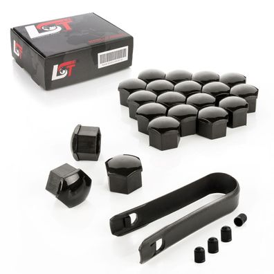 20x Radschrauben Kappen Set 17 mm schwarz für JAGUAR Daimler Maybach Mercedes