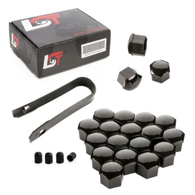 20x Radschrauben Kappen Radschraubenkappen Set 17 mm schwarz für VW SEAT SKODA