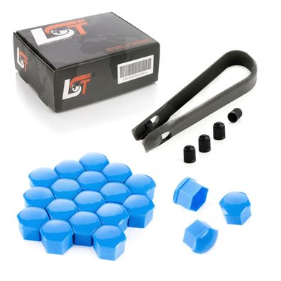 20x Radschraube Abdeckkappen Radschraubenkappen 17mm blau Glanz für AUDI Porsche