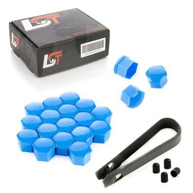 20x Radschrauben Abdeckkappen 17 mm blau Glanz für Citroen Peugeot DACIA Renault