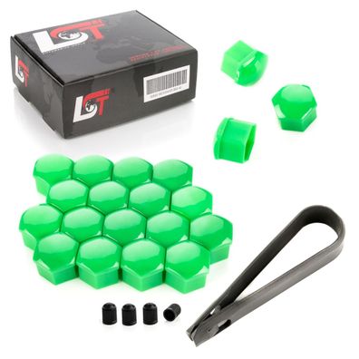 20x Radschrauben Kappen 17mm grün Glanz für ALFA ROMEO FIAT LANCIA SUBARU TOYOTA