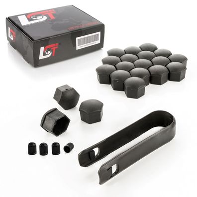 20x Radschrauben Abdeckkappen Radschraubenkappen 17 mm schwarz rau für BMW MINI