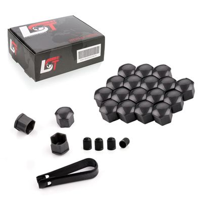 20x Radschrauben Kappen Radschraubenkappen 17 mm grau glänzend für VW SEAT SKODA