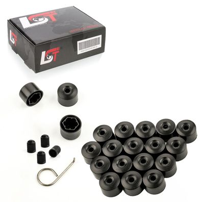 20x Radschrauben Felgen Abdeckkappen Set 17 mm schwarz matt für SAAB OPEL VOLVO