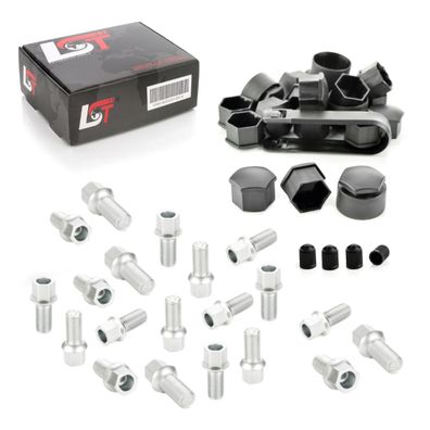20x Radschrauben Set mit Kappen Kugelbund M14x1,5x27 für VW TIGUAN TOURAN PASSAT