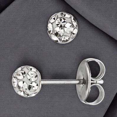 Ohrstecker Kugel Edelstahl mit Kristallsteinen Ohrringe Kugelohrstecker