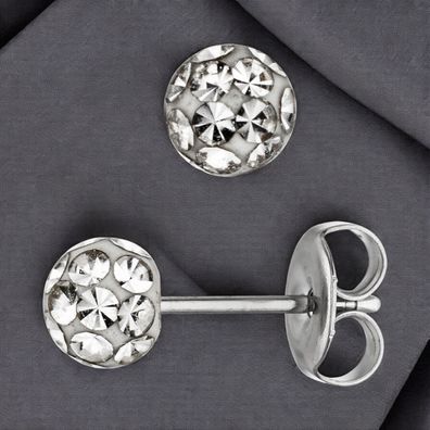 Ohrstecker Kugel Edelstahl mit Kristallsteinen Ohrringe Kugelohrstecker