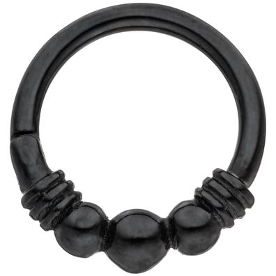 Segmentring Edelstahl schwarz mit Klick-System Scharnier Ringstärke 1,2 mm