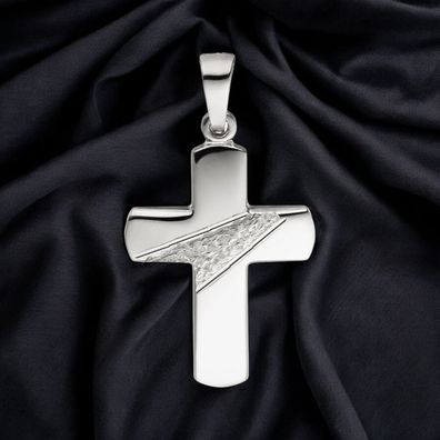 Anhänger Kreuz 925 Silber gehämmert diamantiert Kreuzanhänger Silberkreuz