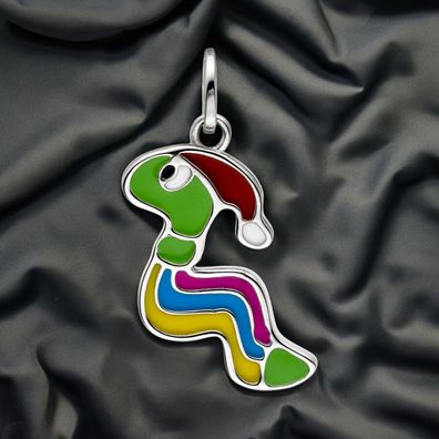 Kinder Anhänger Wurm bunt 925 Sterling Silber Silberanhänger Kinderanhänger