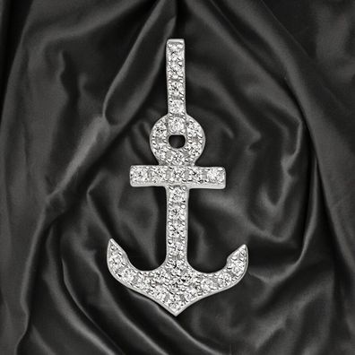 Anhänger Anker 925 Sterling Silber 32 Zirkonia Silberanhänger Ankeranhänger