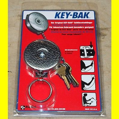 Key-Bak KB 5 C chrom Schlüsselkette mit 60 cm Stahlkette - mit Gürtelklammer