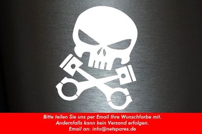 1 x 2 Plott Aufkleber Totenkopf Kolben Skull Sticker Shocker Tuning Fun Dub Gag