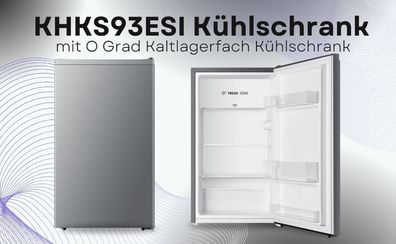 PKM KHKS93ESI Kühlschrank silber 94L Freistehend mit Kaltlagerfach 84 cm