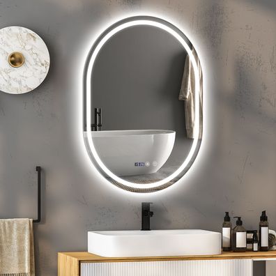 Puluomis LED Badspiegel mit Touch Beleuchtung Badezimmerspiegel Wandspiegel IP44