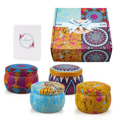 4x Duftkerze Aroma Kerzen, Duftkerzen Geschenk Set, romatherapie Natürliches Sojawach