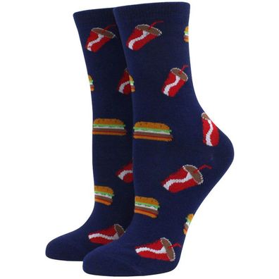 Cola & Burger Midi-Socken - Frauen Fashion Socken (Größe 35-42)