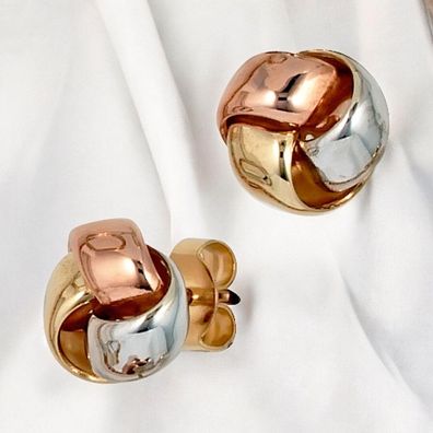 Ohrstecker Knoten 585 Gold dreifarbig tricolor Ohrringe Goldohrringe