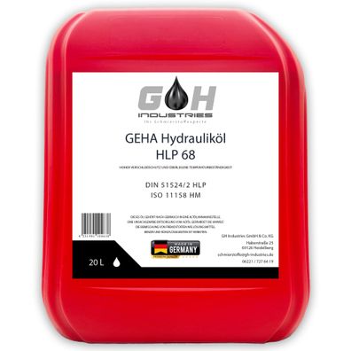 20 L Hydrauliköl HLP 68 ISO VG 68 nach DIN 51524 Teil 2 Kanister 20 Liter