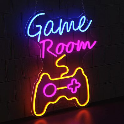 Neon Sign Gaming, Neonschild Led Spiel Neonlicht 6-stufiges Dimmen, USB-Powered