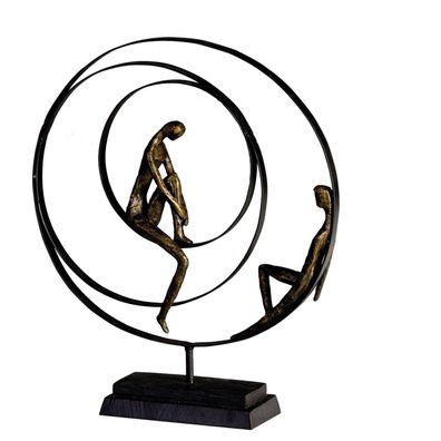 Casablanca Skulptur, rund, "Patience", Paarmotiv, Kunstharz, Metall, bronzefarben,