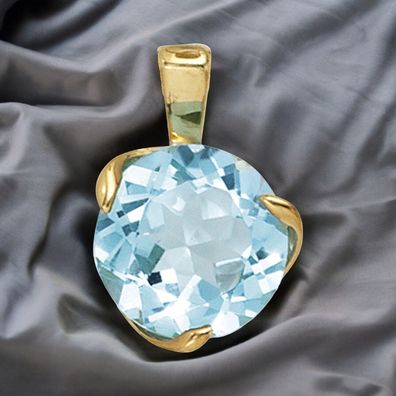 Anhänger 585 Gold Gelbgold 1 Blautopas hellblau blau Goldanhänger Topasanhänger