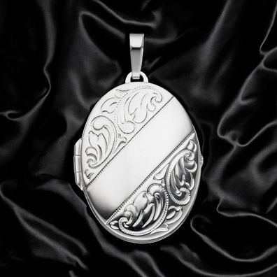 Medaillon oval für 2 Fotos 925 Sterling Silber Anhänger zum Öffnen