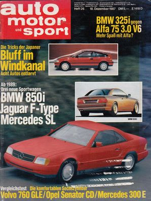 auto motor und sport 26 / 1987, BMW, Jaguar, Mercedes SL, Alfa 75, Volvo